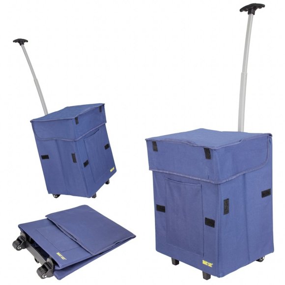 🆕 Collapsible Folding Rolling Cart w/ Retractable Handle ~ Colour: BLUE - Picture 3 of 6